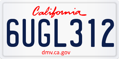 CA license plate 6UGL312