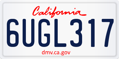 CA license plate 6UGL317