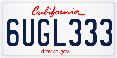 CA license plate 6UGL333
