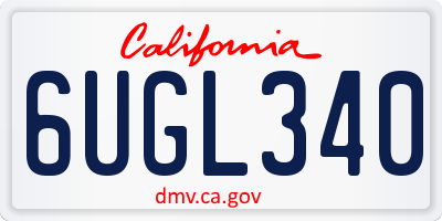 CA license plate 6UGL340