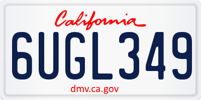 CA license plate 6UGL349