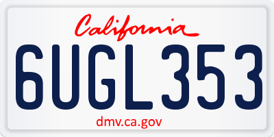 CA license plate 6UGL353
