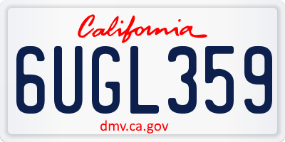 CA license plate 6UGL359