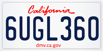 CA license plate 6UGL360