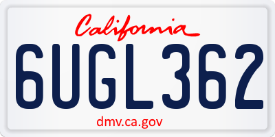 CA license plate 6UGL362