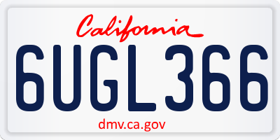 CA license plate 6UGL366