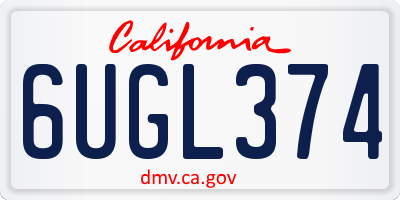 CA license plate 6UGL374