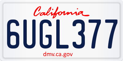 CA license plate 6UGL377