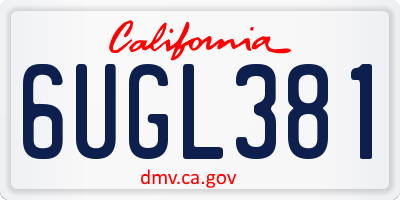 CA license plate 6UGL381