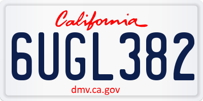 CA license plate 6UGL382