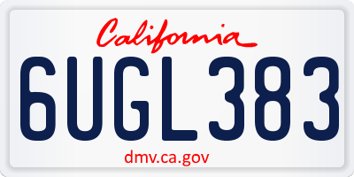 CA license plate 6UGL383