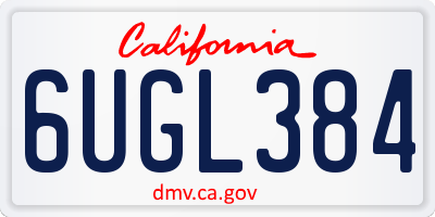 CA license plate 6UGL384