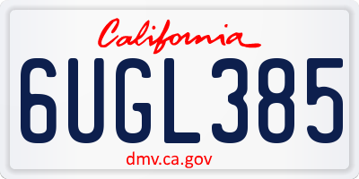 CA license plate 6UGL385