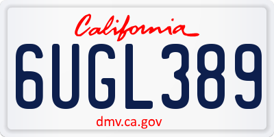 CA license plate 6UGL389
