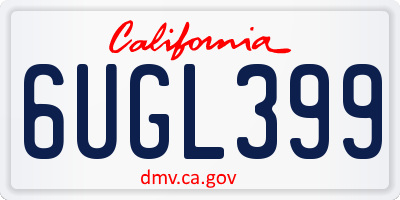 CA license plate 6UGL399