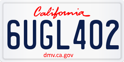 CA license plate 6UGL402