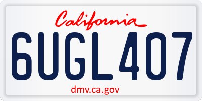 CA license plate 6UGL407