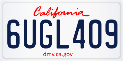 CA license plate 6UGL409