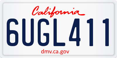 CA license plate 6UGL411
