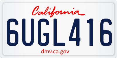 CA license plate 6UGL416
