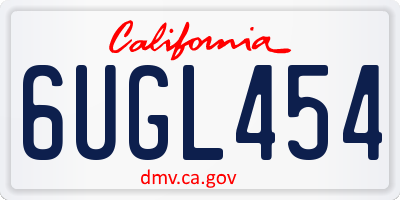 CA license plate 6UGL454