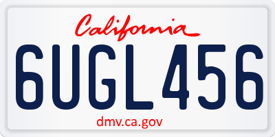 CA license plate 6UGL456
