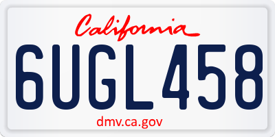 CA license plate 6UGL458