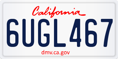 CA license plate 6UGL467