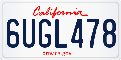 CA license plate 6UGL478