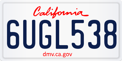 CA license plate 6UGL538