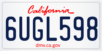 CA license plate 6UGL598