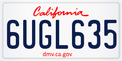 CA license plate 6UGL635