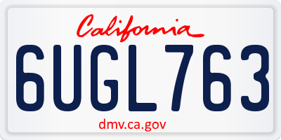 CA license plate 6UGL763