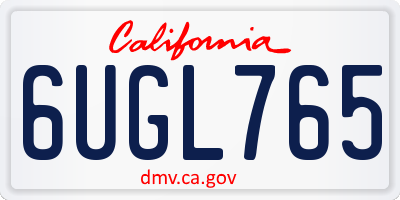 CA license plate 6UGL765