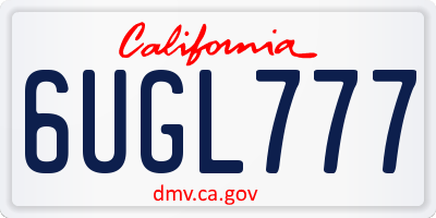 CA license plate 6UGL777