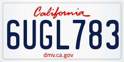 CA license plate 6UGL783