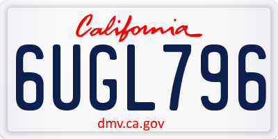 CA license plate 6UGL796
