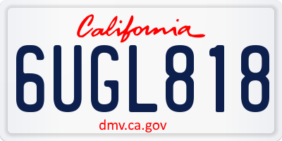 CA license plate 6UGL818