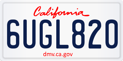 CA license plate 6UGL820
