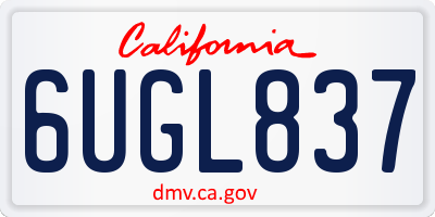 CA license plate 6UGL837