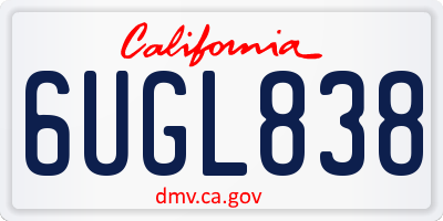 CA license plate 6UGL838
