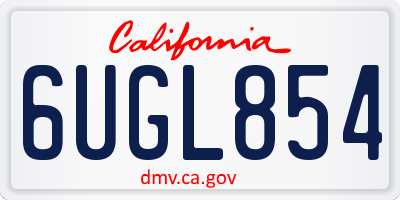 CA license plate 6UGL854