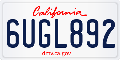 CA license plate 6UGL892