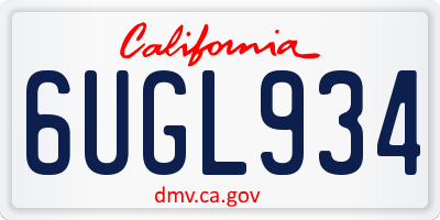 CA license plate 6UGL934