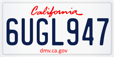 CA license plate 6UGL947