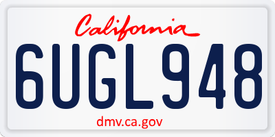 CA license plate 6UGL948