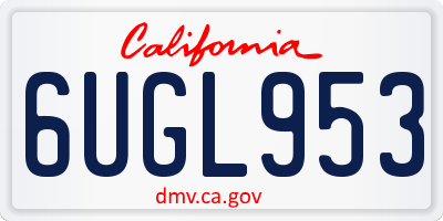 CA license plate 6UGL953