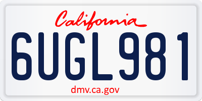 CA license plate 6UGL981