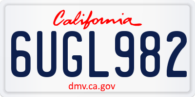 CA license plate 6UGL982