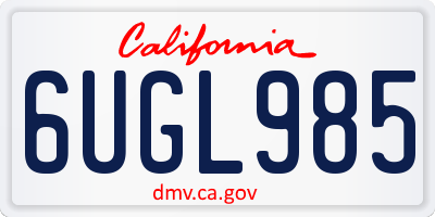 CA license plate 6UGL985